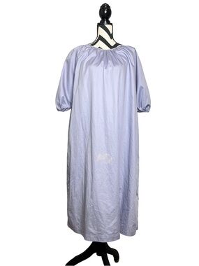 Babaton Lilac Sz XS 100% Cotton Puff Sleeve Oversized Cocoon Midi Dress